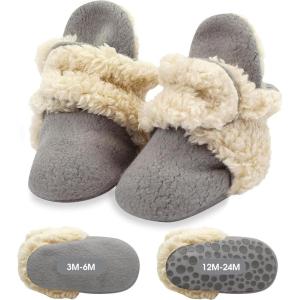 Zutano unisex-baby Cozie Fleece Baby Booties With Grippers(Gray Furry)