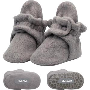 Zutano unisex-baby Cozie Fleece Baby Booties With Grippers(Grey)