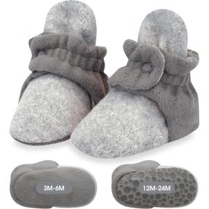 Zutano unisex-baby Cozie Fleece Baby Booties With Grippers(Heather Gray/Gray)