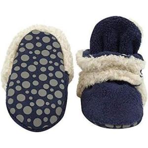 Zutano unisex-baby Cozie Fleece Baby Booties With Grippers(True Navy Furry)