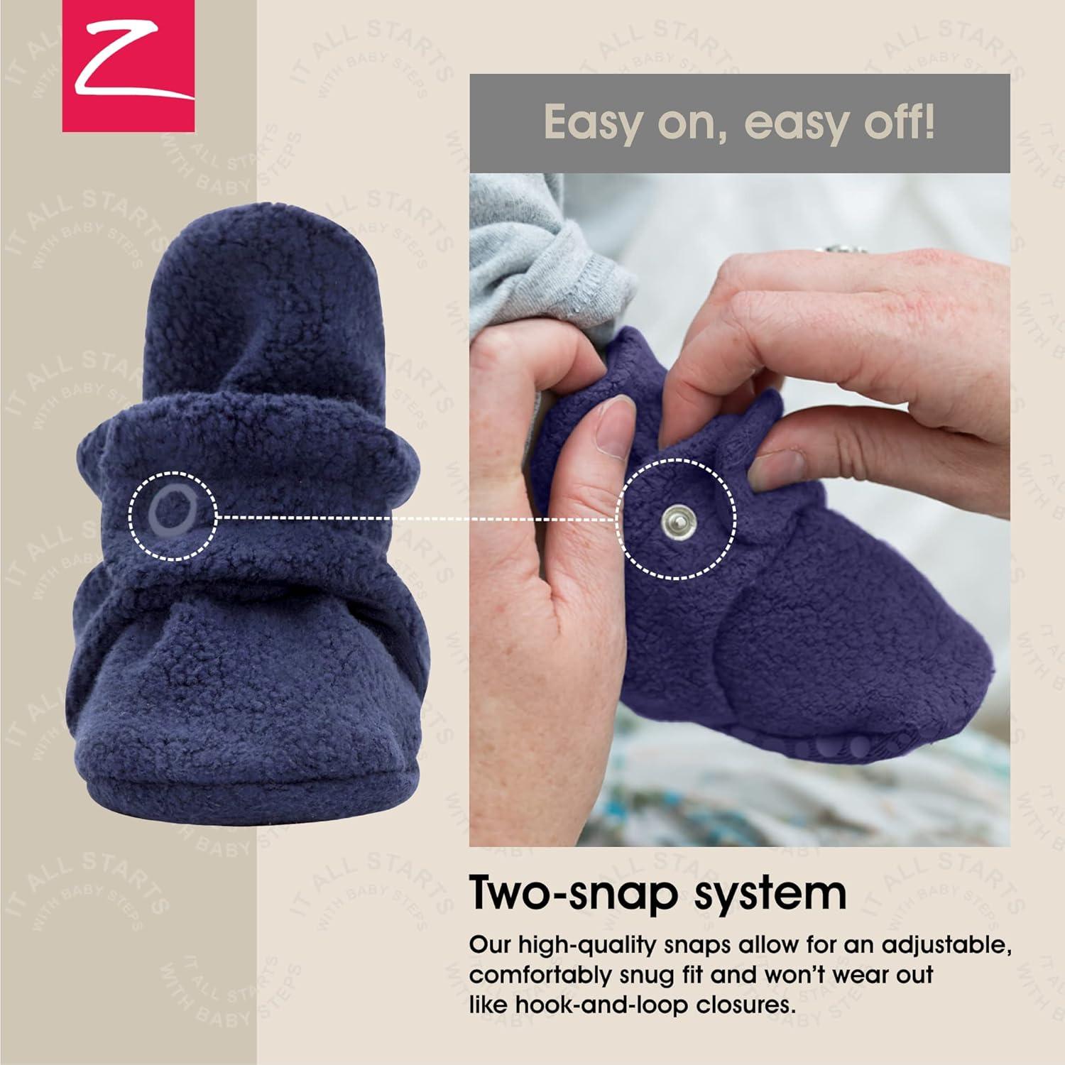 imageZutano Unisex Fleece Baby Booties with Organic Cotton Lining Newborn EssentialsMocha HeatherTrue NavyGray