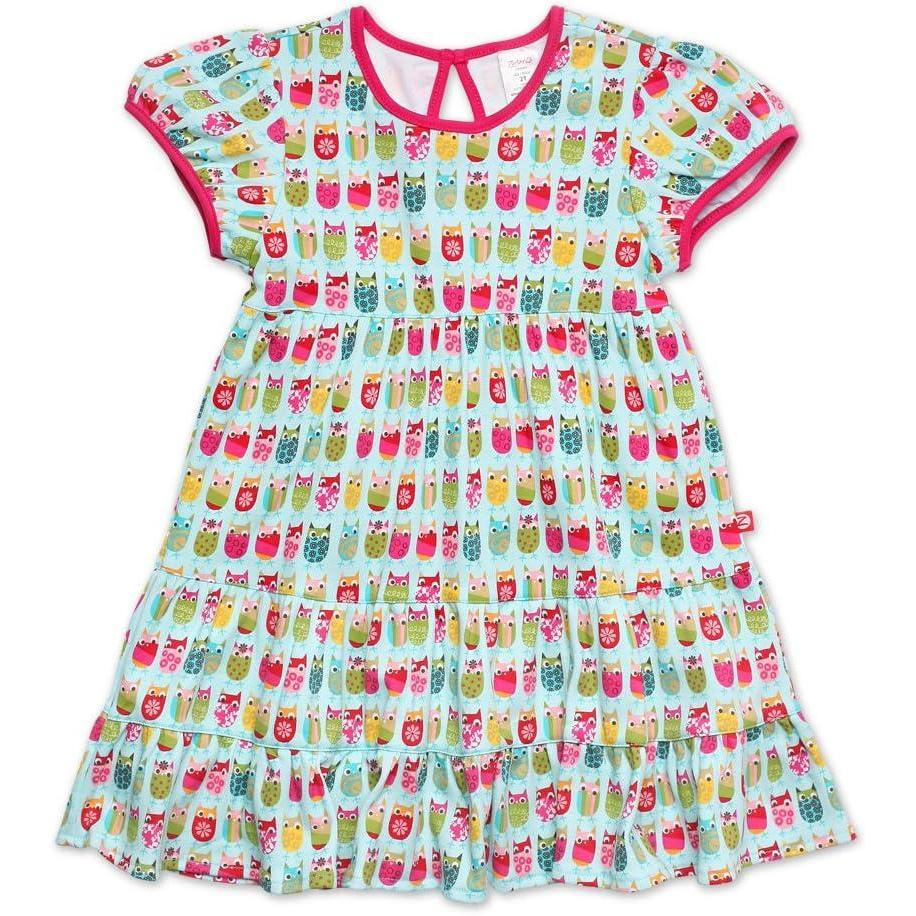 imageZutano Little Girls Print Short Sleeve Twirl DressOwls