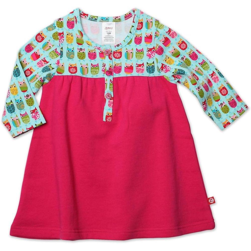 imageZutano Baby Girls Owls Henley DressAqua
