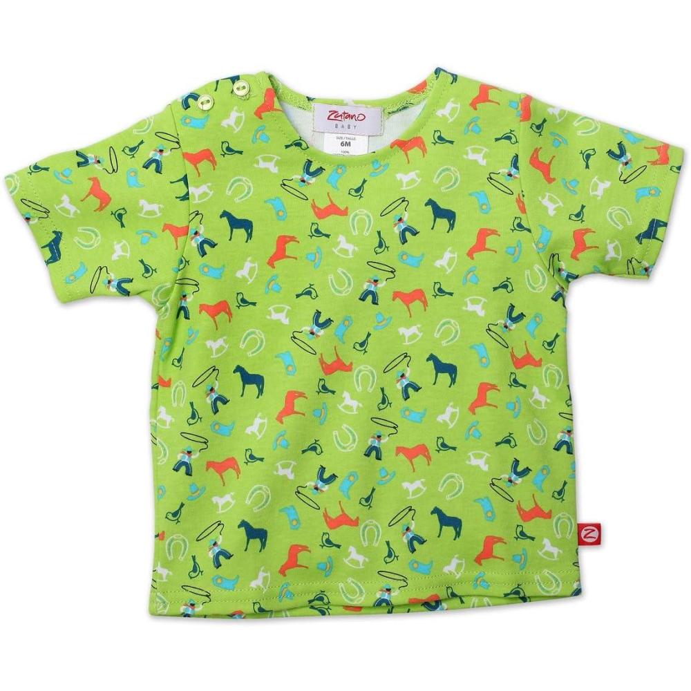 imageZutano Unisex Baby CowBoys Short Sleeve T Shirt Lime 12 Months