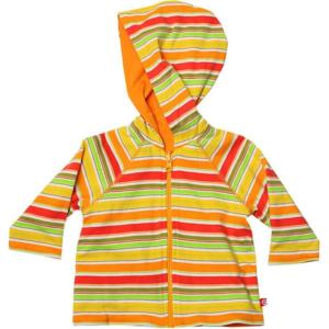 Zutano Orange/Lime Fruit Stripe Unisex Reversible Zip Hooded Jacket, 2T