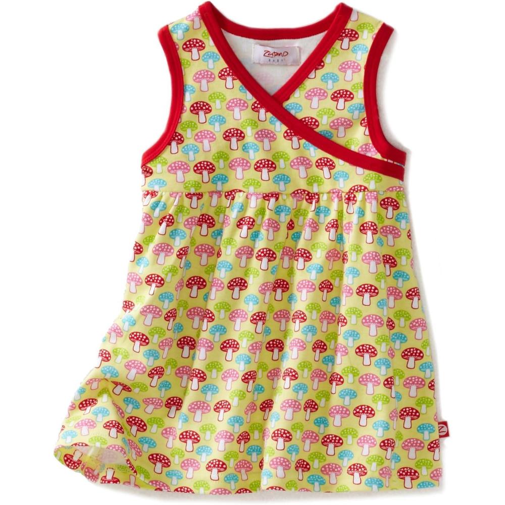 imageZutano Baby Girls Mushrooms Surplice DressCelery
