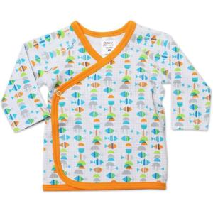 Zutano Unisex-Baby Newborn Fishes Kimono Top, White, 3 Months