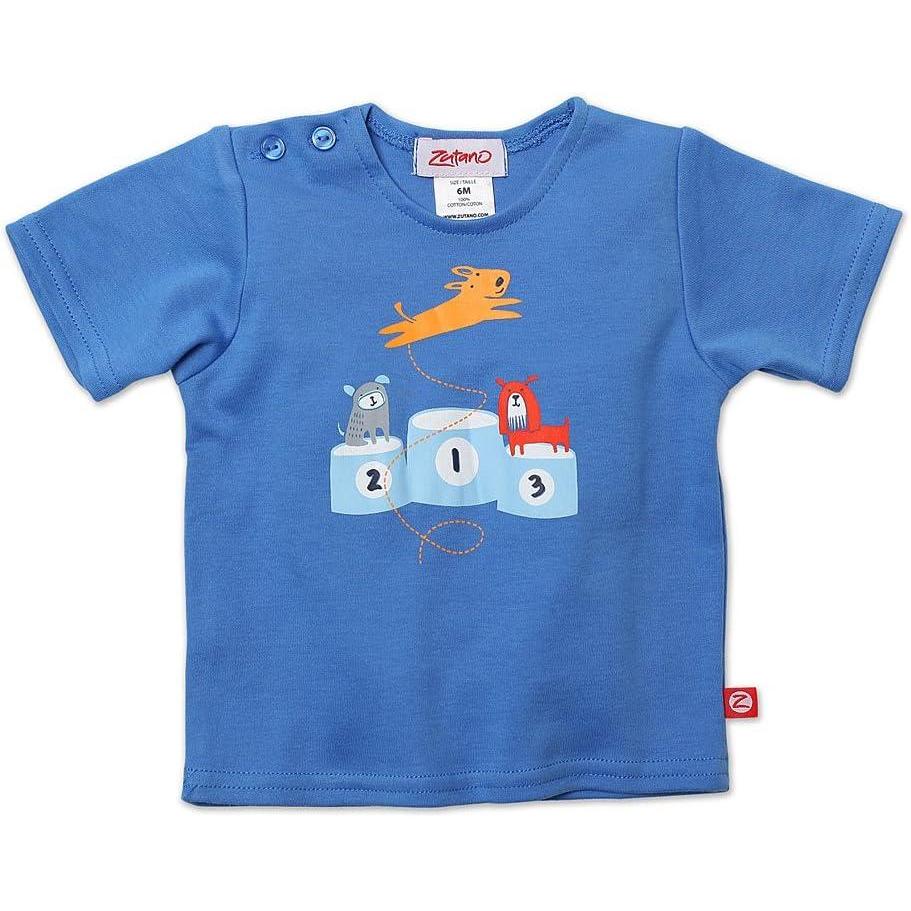 imageZutano Babyboys Infant Top Dog Screen Shorts Sleeve TShirt Periwinkle 6 Months