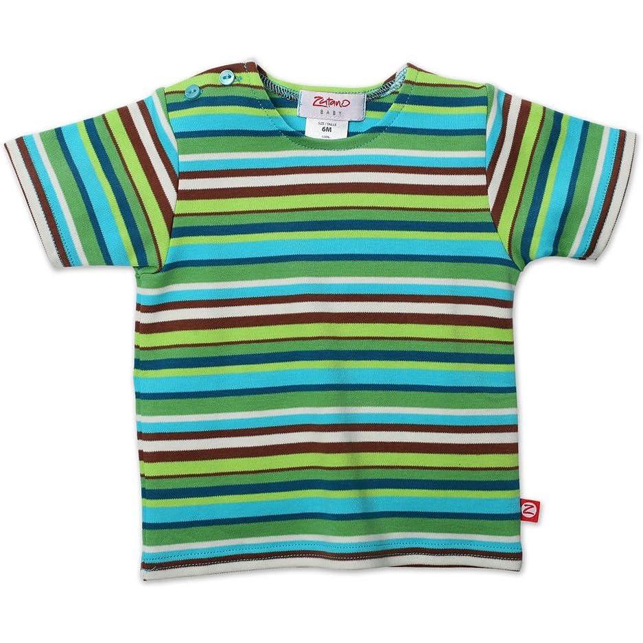 imageZutano Unisex Baby Multi Stripe Short Sleeve T ShirtChocolate