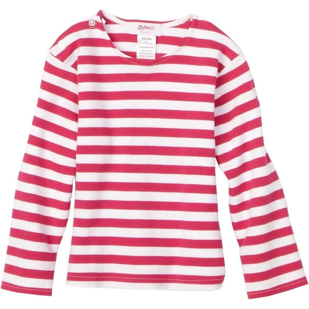 imageZutano Primary Stripe Long Sleeve T ShirtFuchsiaWhite