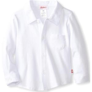 Zutano Baby Boys Pastel Solid Long Sleeve Button Shirt(White)