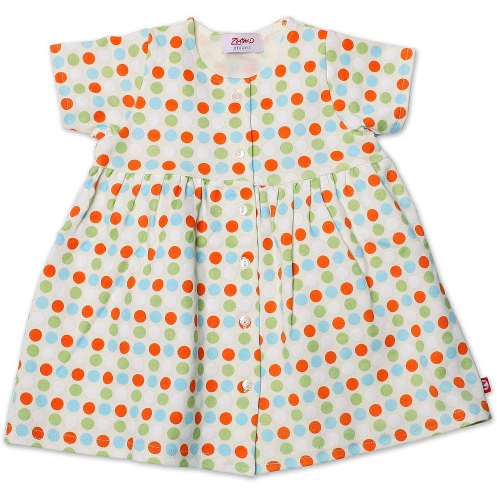 imageZutano Baby Girls Sunset Dots Organic Short Sleeve DressOrange