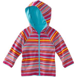 Zutano Baby Girls’ Multi Stripe Reversible Zip Hoodie(Fuchsia)