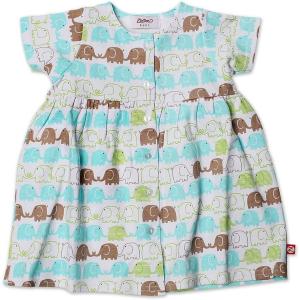Zutano Baby Girls’ Elephants Short Sleeve Dress(White)