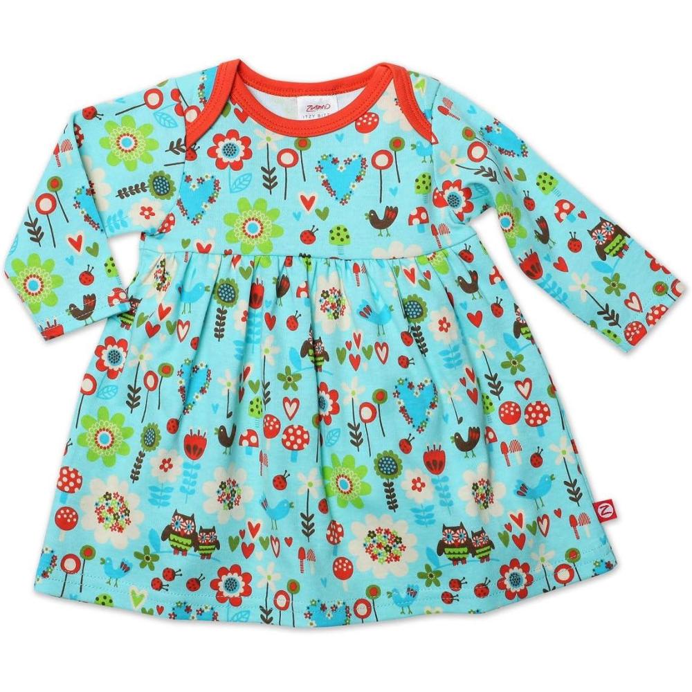 imageZutano Babygirls Newborn Penny Lane Long Sleeve DressAqua