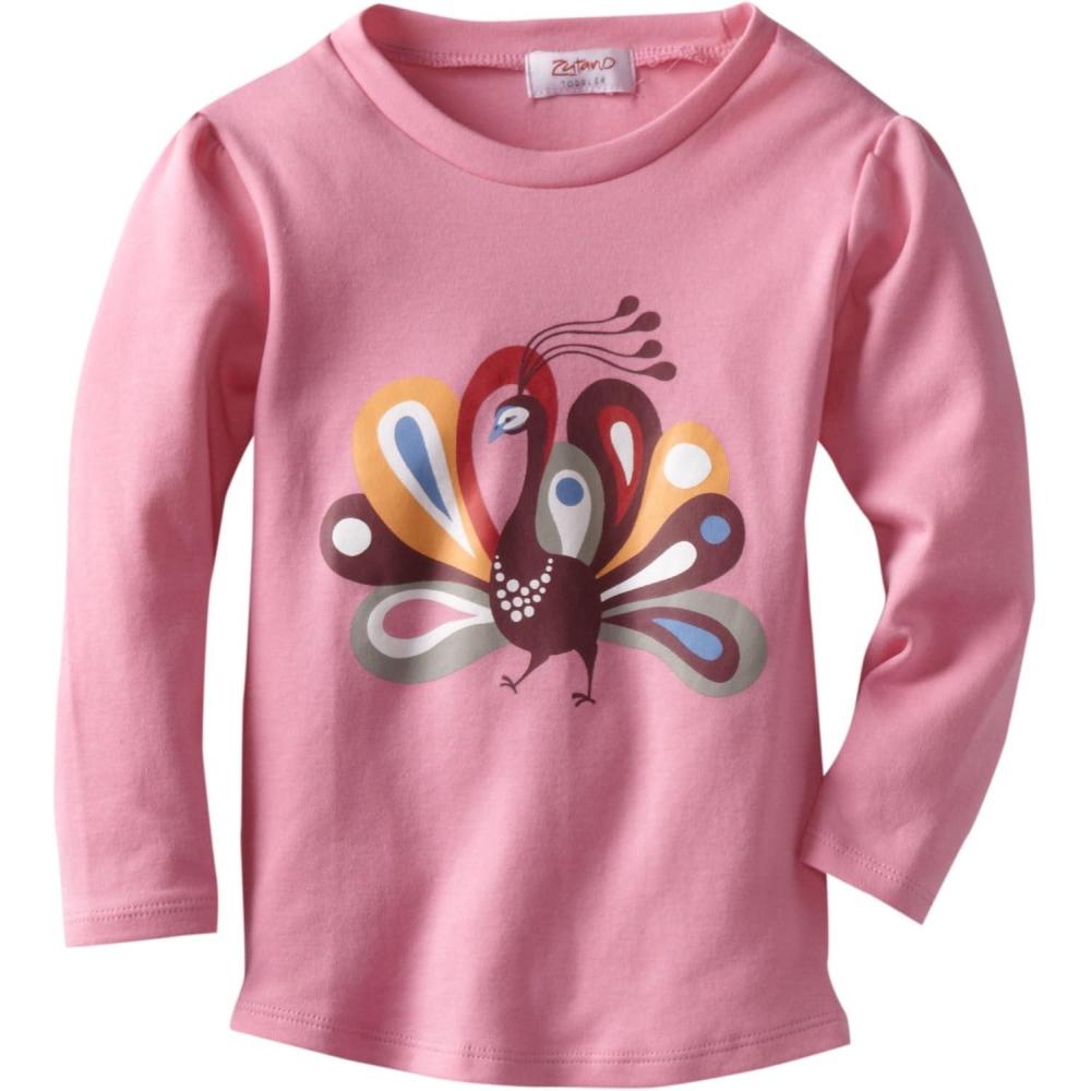 imageZutano Little Girls Peacock Screen LongSleeve Fitted TeeHot Pink
