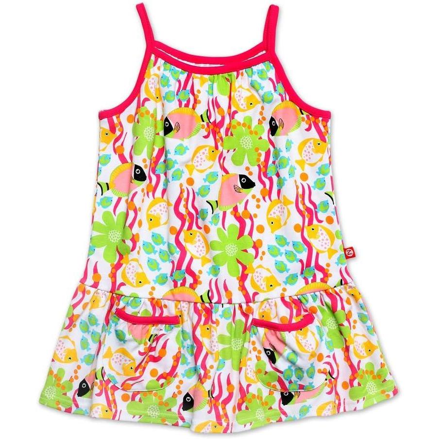 imageZutano Little Girls Zutano Print Puff Pocket DressWhite