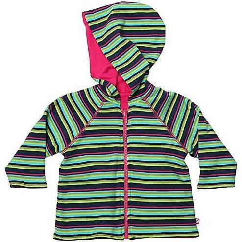 imageZutano Baby Girls Midnight Stripe Reversible Zip Hoodie FuchsiaNavy 12 Months