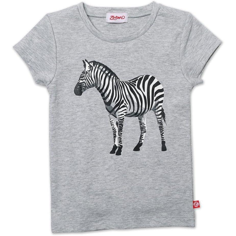 imageZutano Little Girls Zebra Screen Heathered Cap Sleeve TeeGray