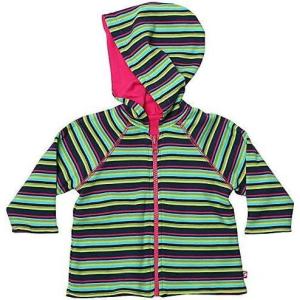 Zutano Baby Girls’ Midnight Stripe Reversible Zip Hoodie – Fuchsia/Navy – 12 Months