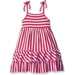Zutano Girls’ Fuchsia Primary Stripe Tiered Sleeveless Dress(Fuchsia)