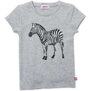 Zutano Little Girls’ Zebra Screen Heathered Cap Sleeve Tee(Gray)