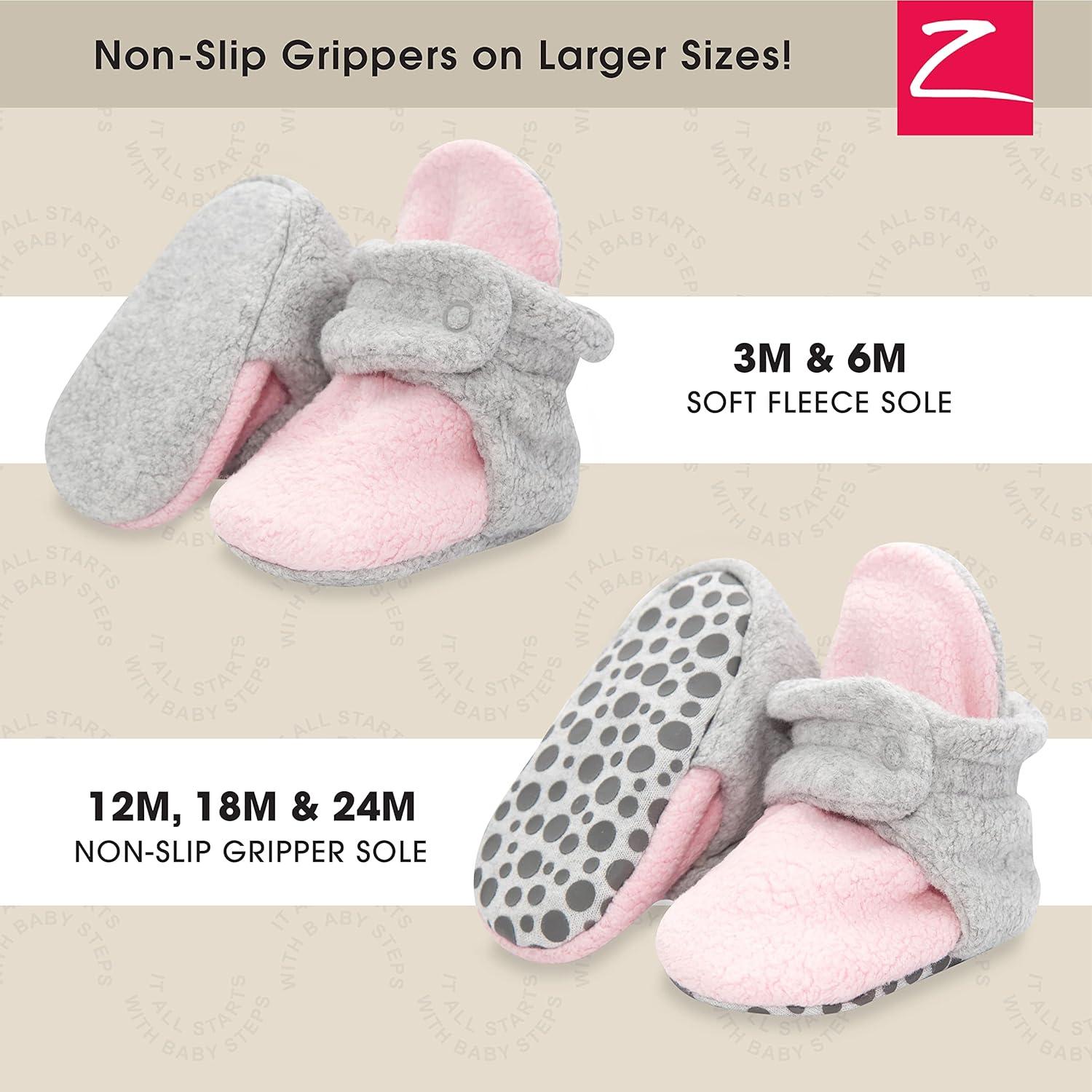imageZutano Baby Boys Cozie Fleece Baby Booties With GrippersBaby PinkHeather Gray