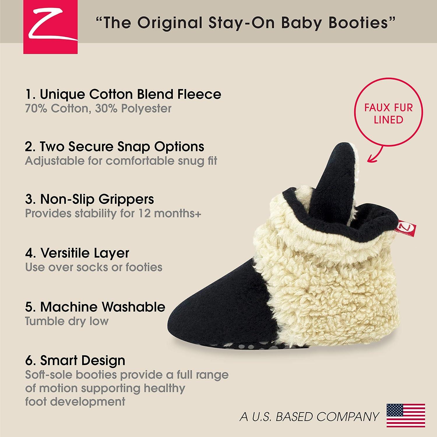 imageZutano Baby Boys Cozie Fleece Baby Booties With GrippersBlack Furry