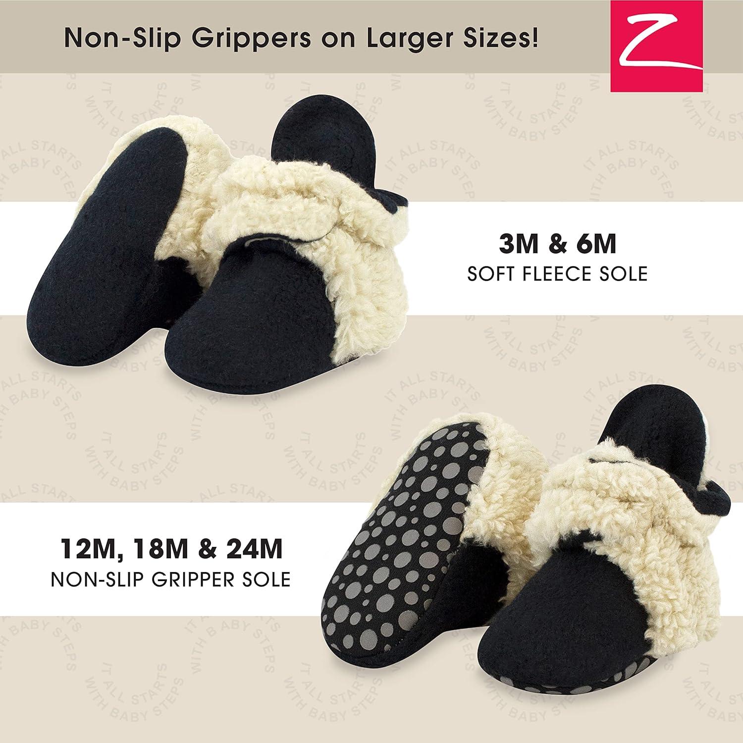 imageZutano Baby Boys Cozie Fleece Baby Booties With GrippersBlack Furry