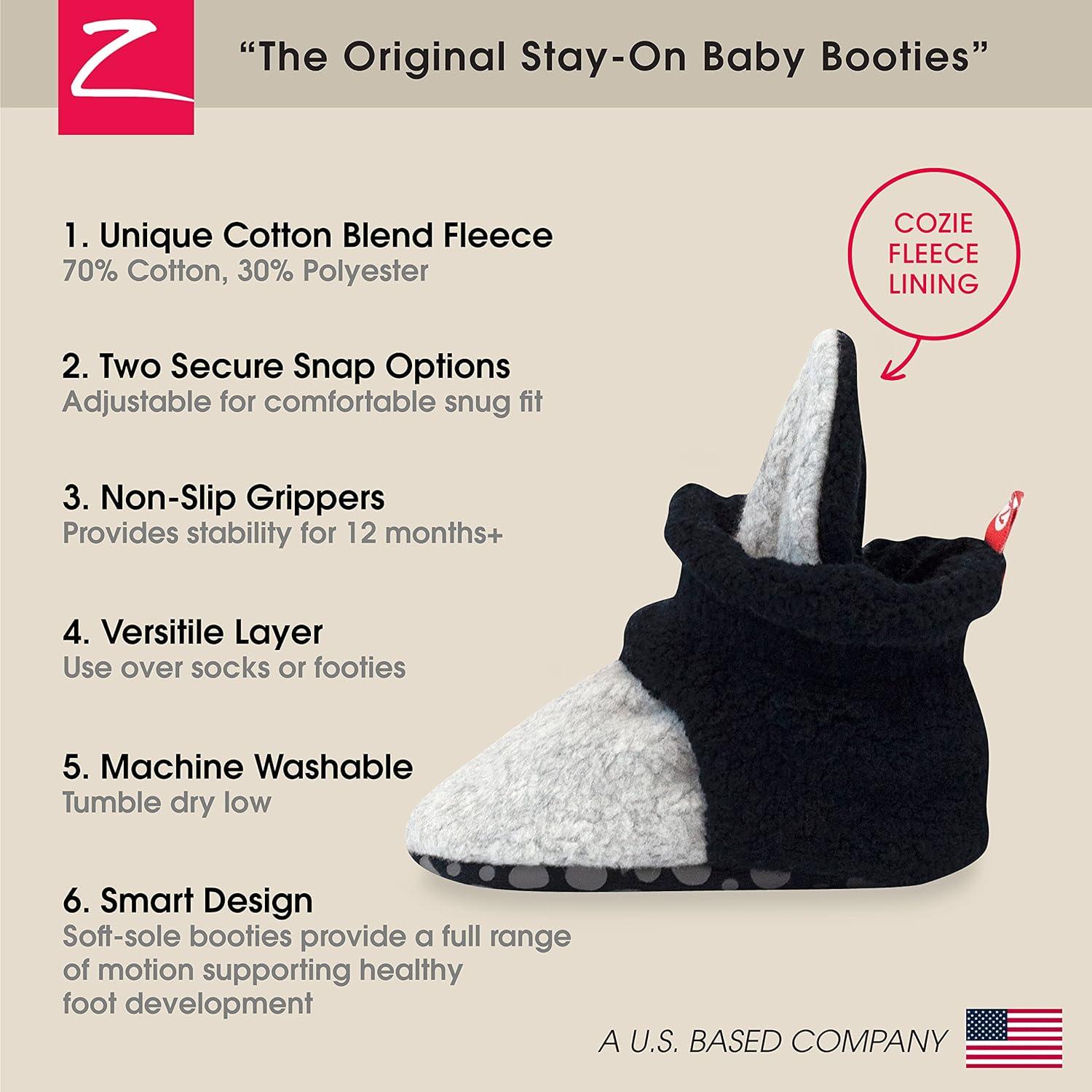 imageZutano Baby Boys Cozie Fleece Baby Booties With GrippersBlackHeather Gray