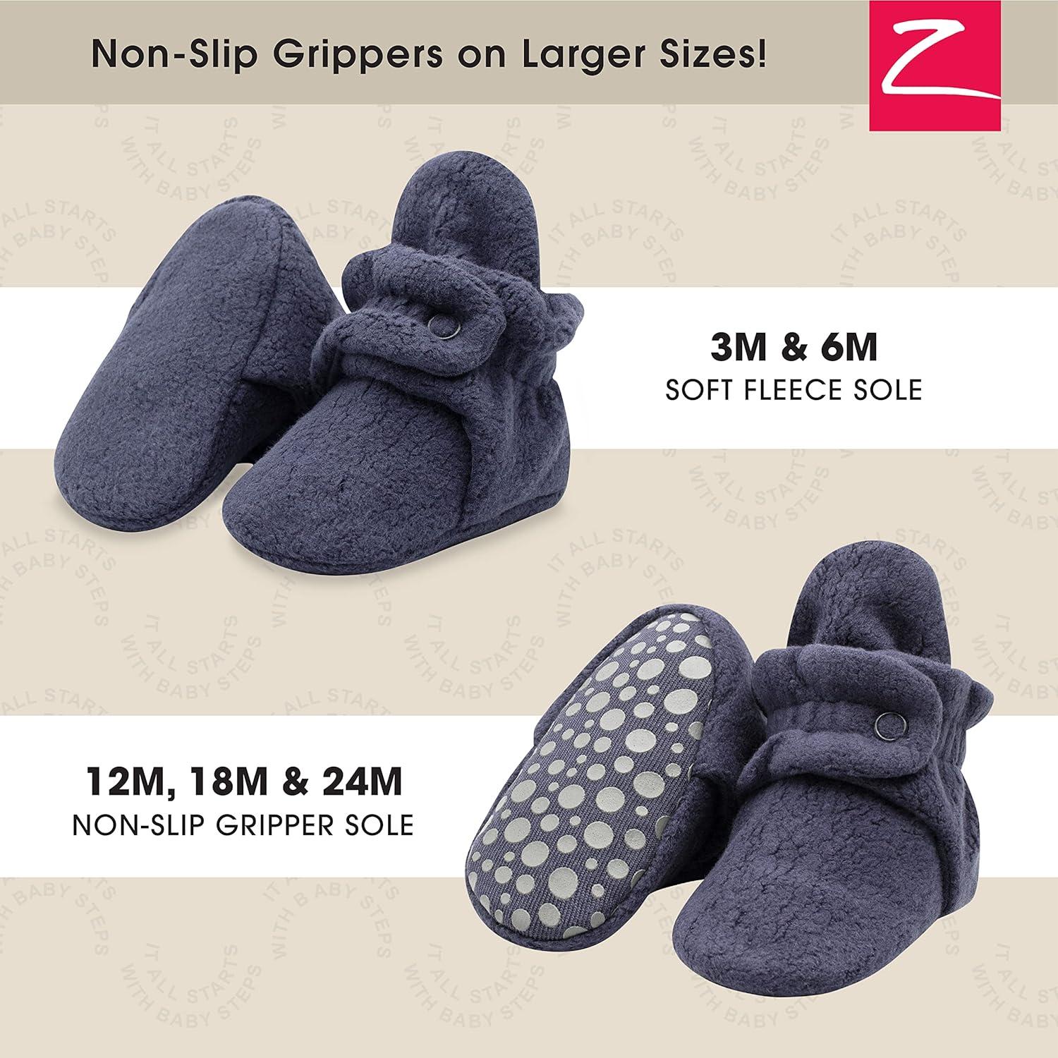 imageZutano Baby Boys Cozie Fleece Baby Booties With GrippersDenim Navy