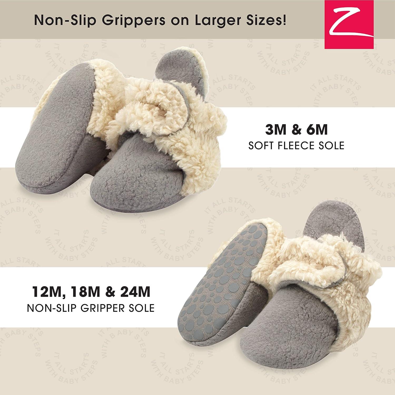 imageZutano Baby Boys Cozie Fleece Baby Booties With GrippersGray Furry