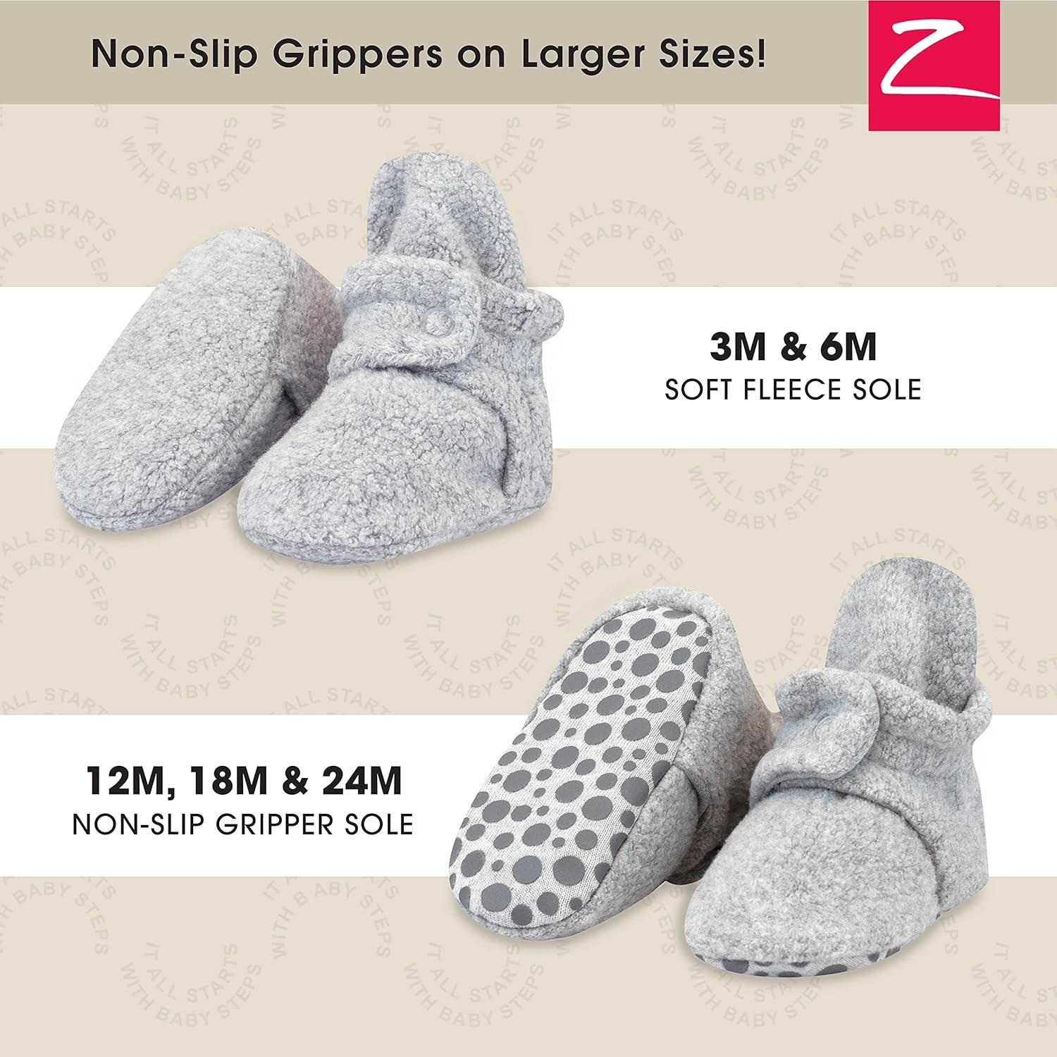 imageZutano Baby Boys Cozie Fleece Baby Booties With GrippersHeather Gray