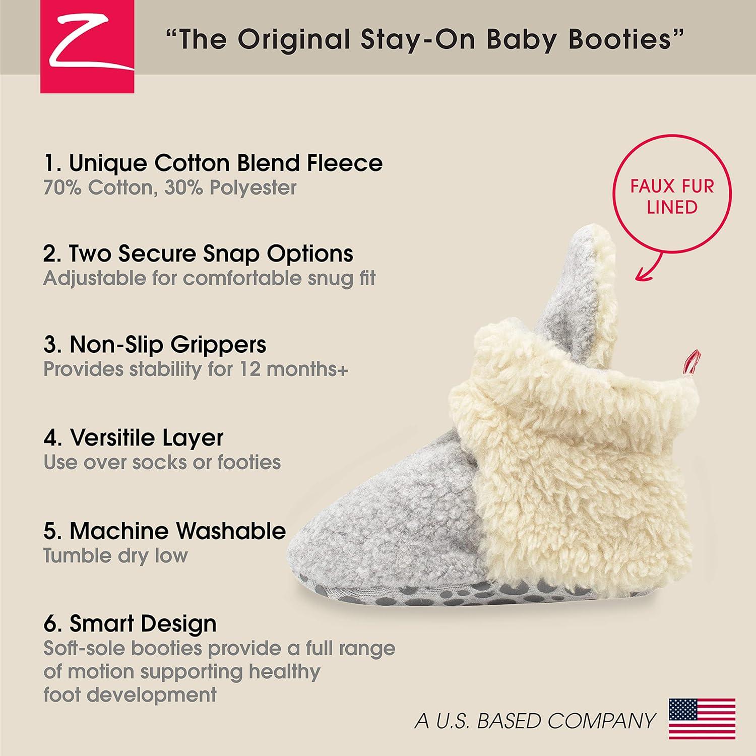 imageZutano Baby Boys Cozie Fleece Baby Booties With GrippersHeather Gray Furry