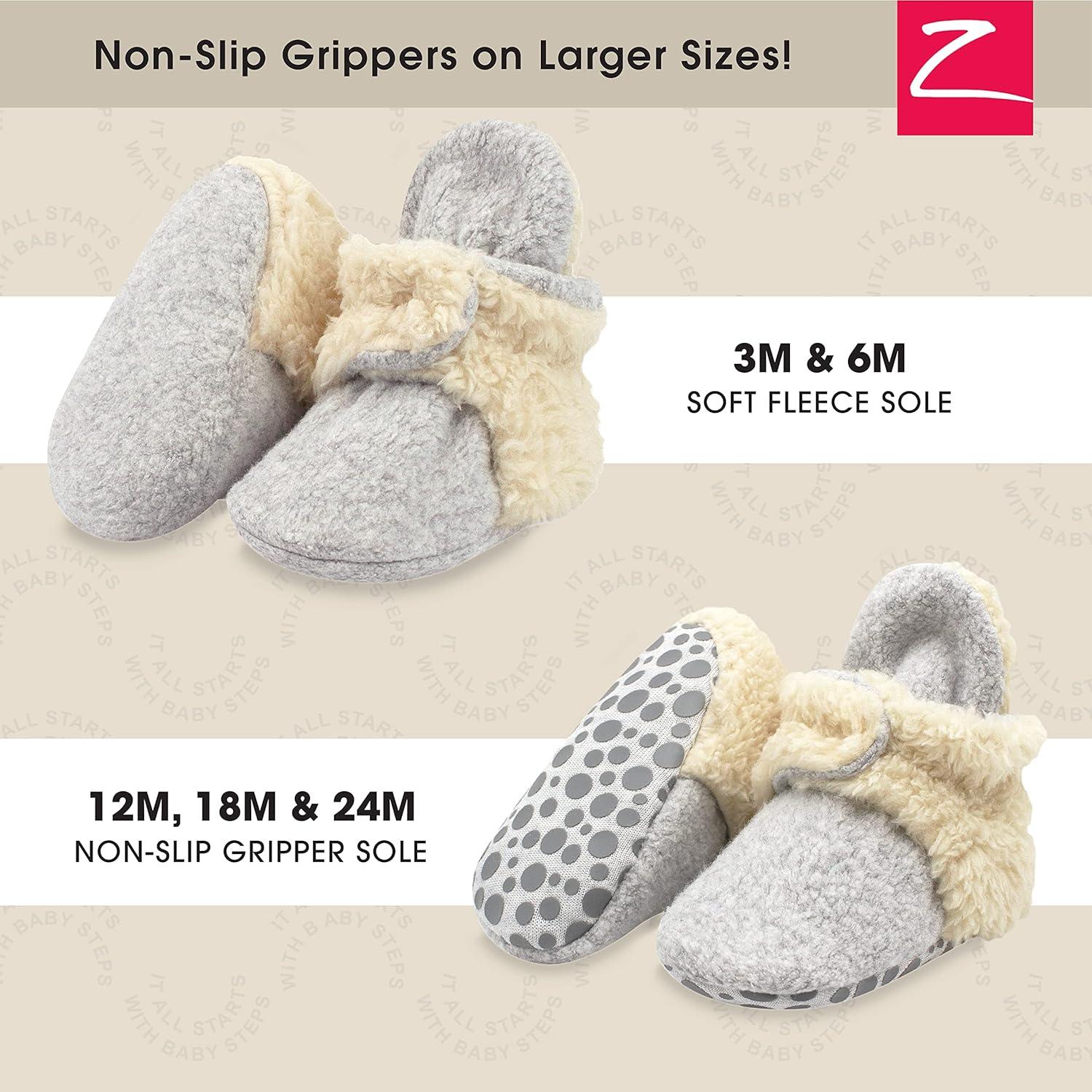 imageZutano Baby Boys Cozie Fleece Baby Booties With GrippersHeather Gray Furry