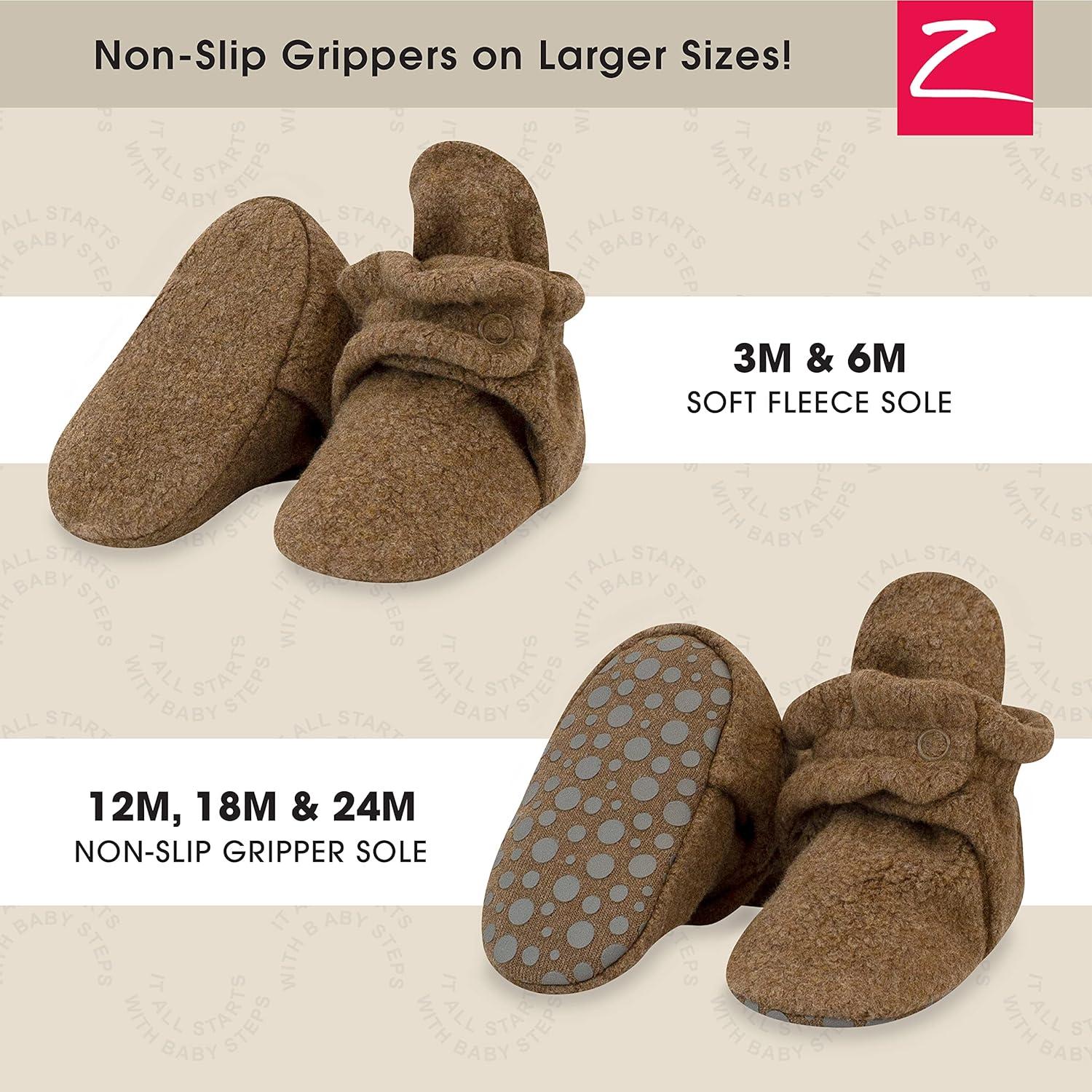 imageZutano Baby Boys Cozie Fleece Baby Booties With GrippersHeather Mocha