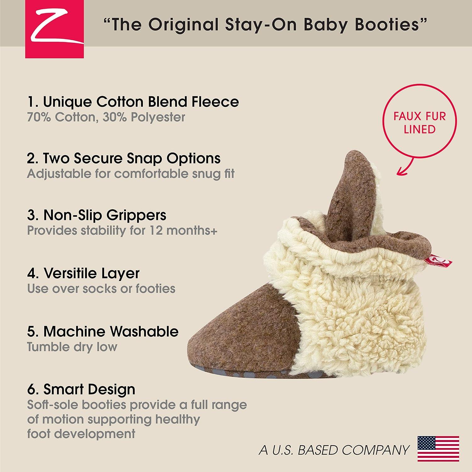 imageZutano Baby Boys Cozie Fleece Baby Booties With GrippersHeather Mocha Furry