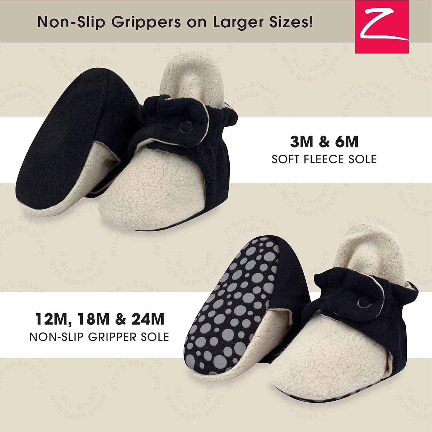 imageZutano Baby Boys Cozie Fleece Baby Booties With GrippersKhakiBlack