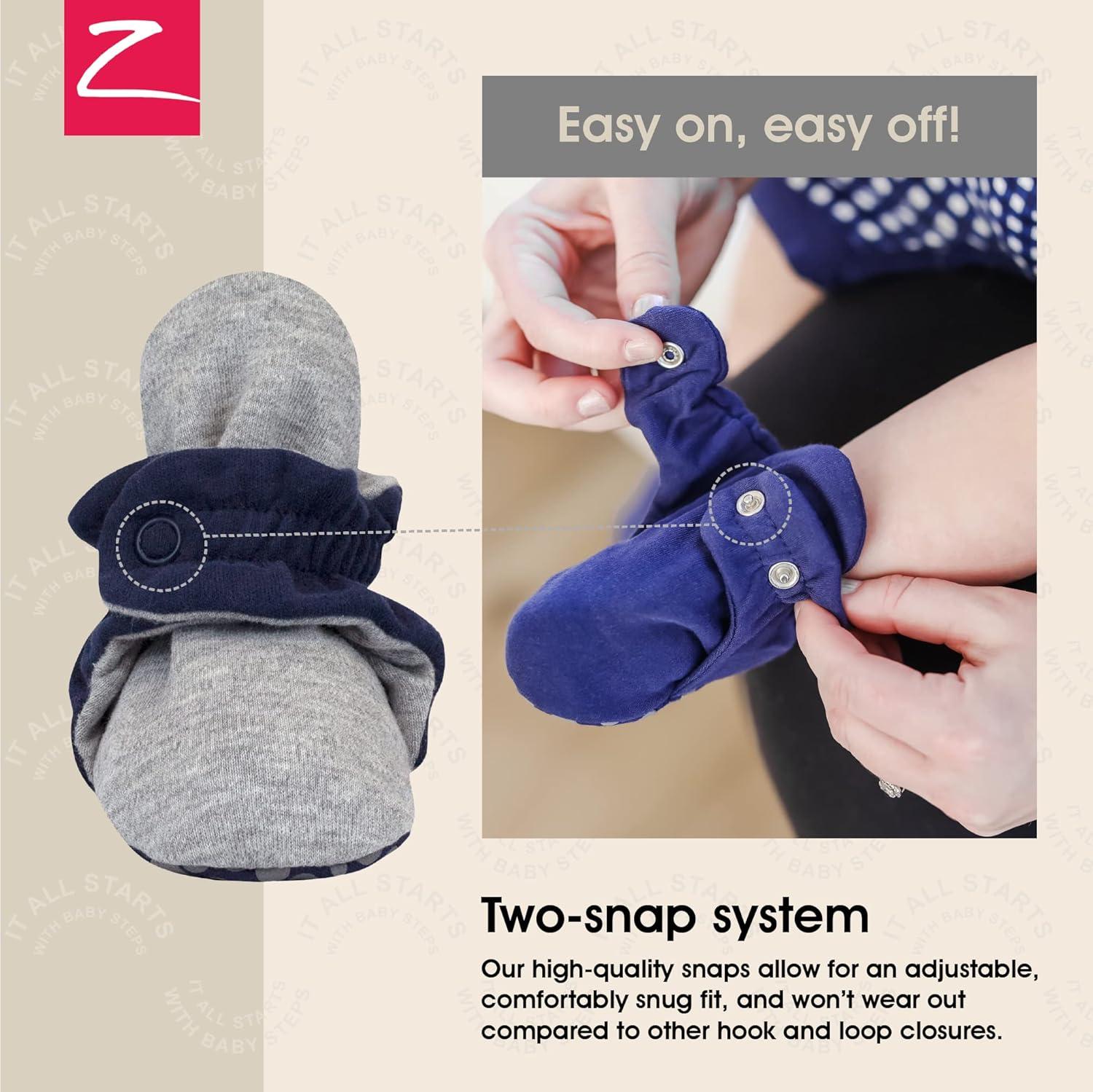 imageZutano Baby Organic Cotton BootiesTrue Navy Heather Gray