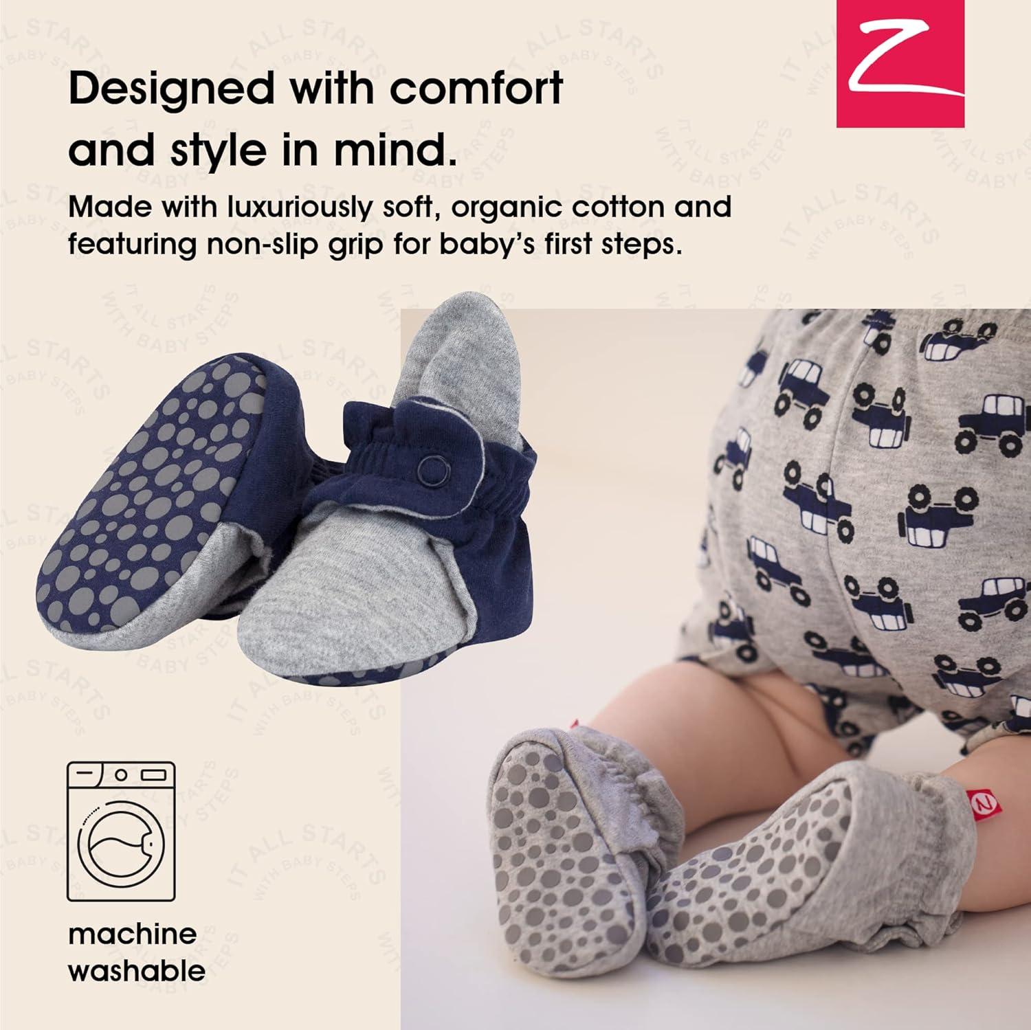 imageZutano Baby Organic Cotton BootiesTrue Navy Heather Gray