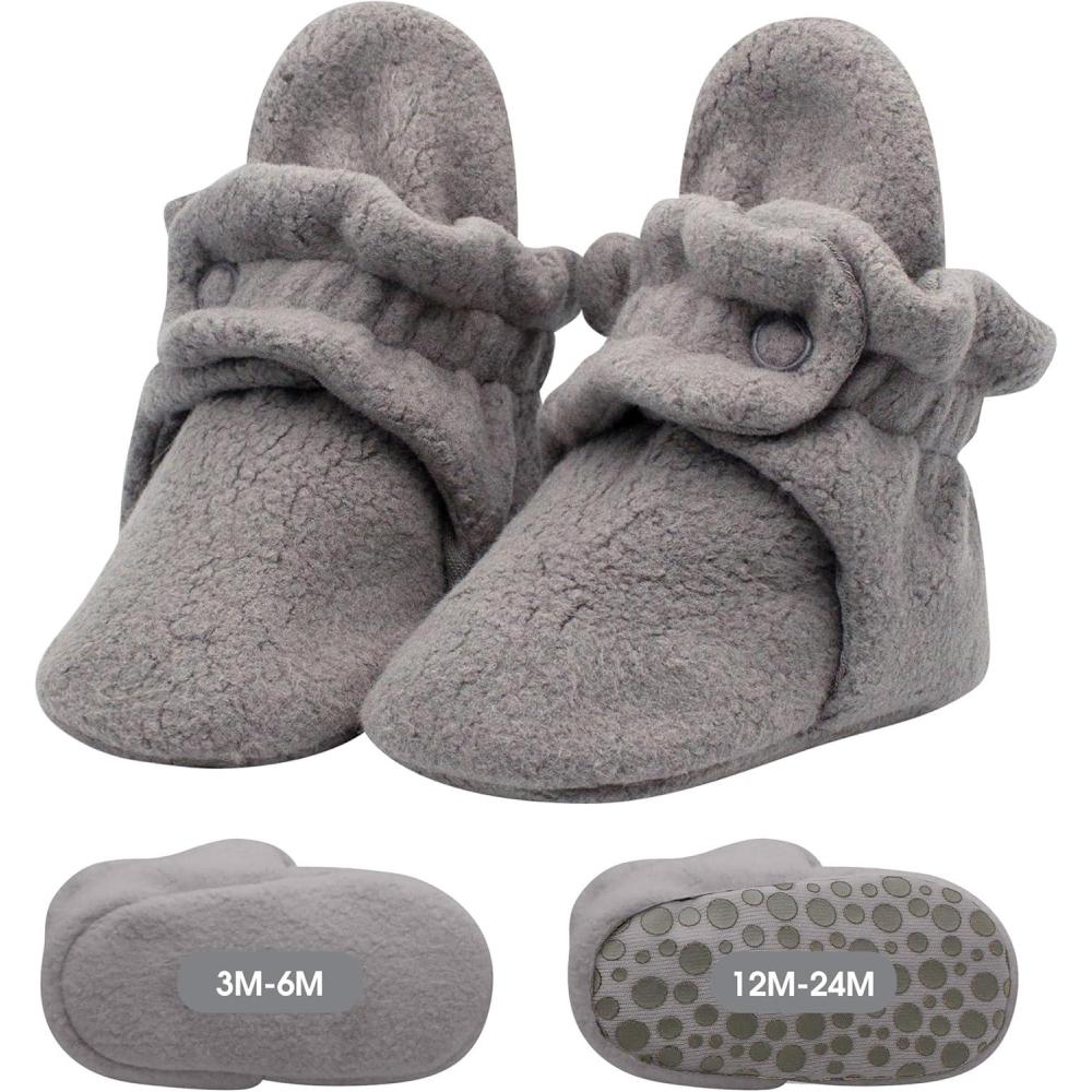 imageZutano Baby Boys Cozie Fleece Baby Booties With GrippersGrey