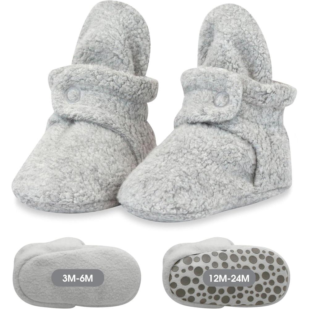 imageZutano Baby Boys Cozie Fleece Baby Booties With GrippersHeather Gray