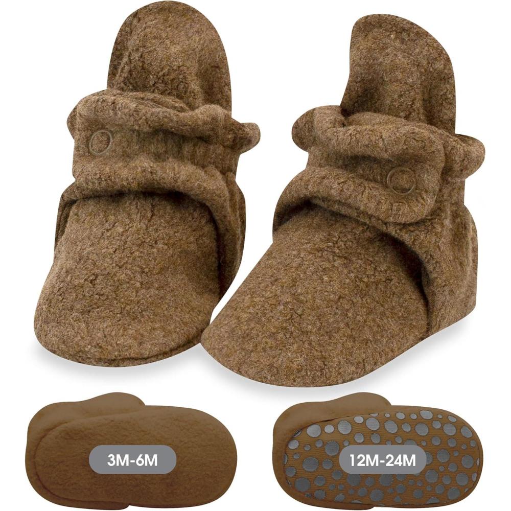imageZutano Baby Boys Cozie Fleece Baby Booties With GrippersHeather Mocha