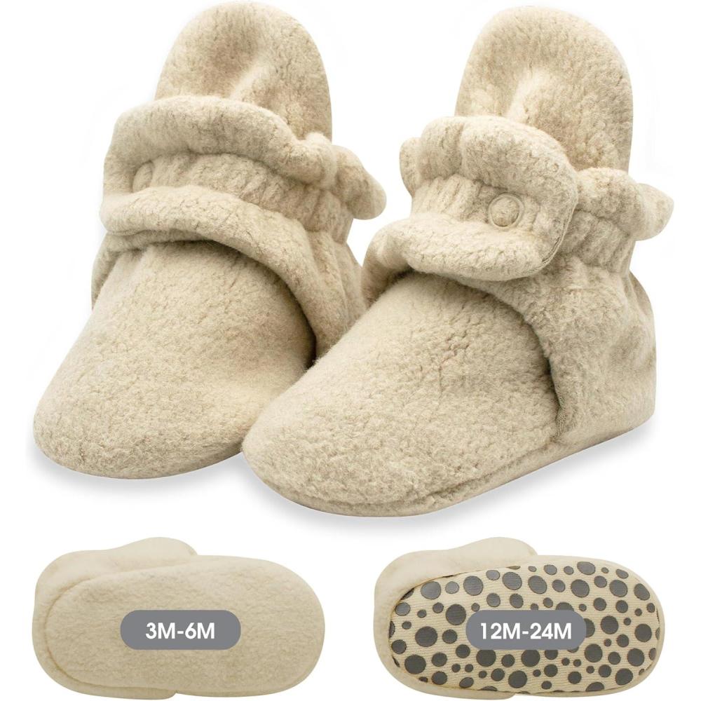 imageZutano Baby Boys Cozie Fleece Baby Booties With GrippersKhaki