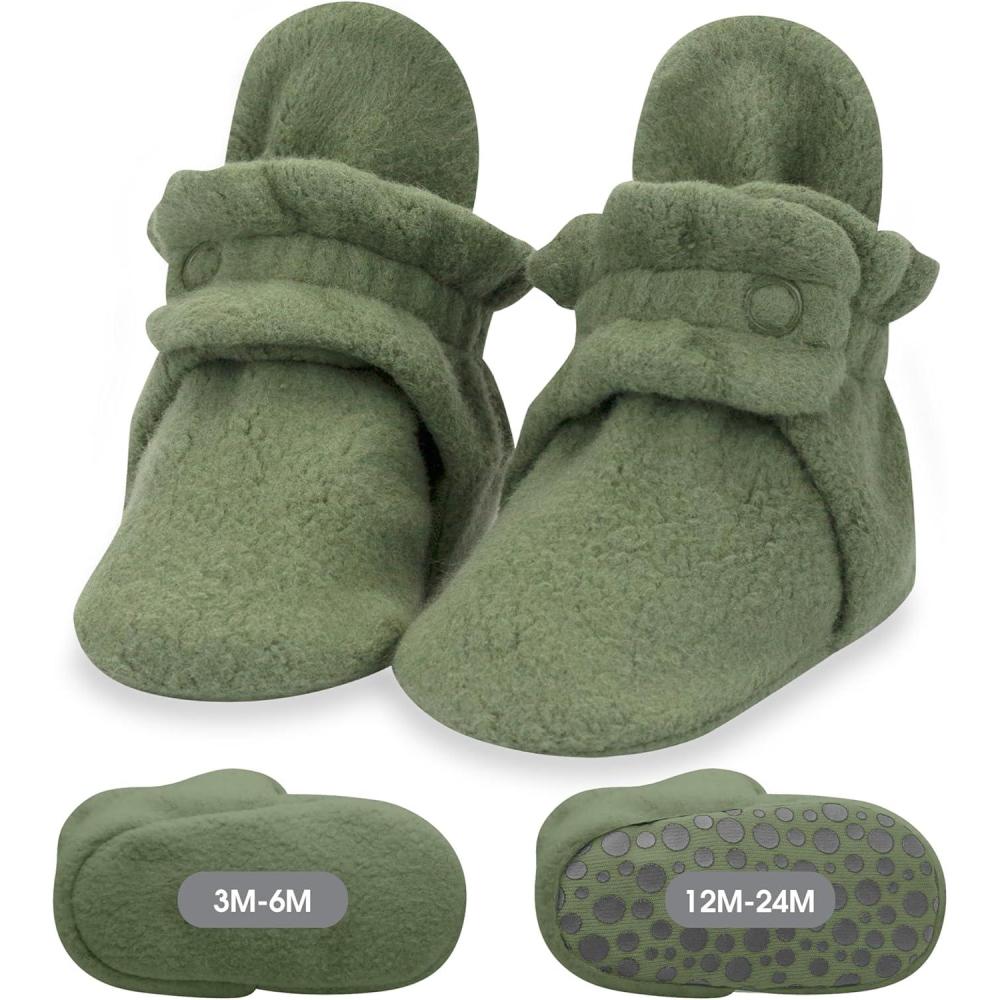 imageZutano Baby Boys Cozie Fleece Baby Booties With GrippersOlive