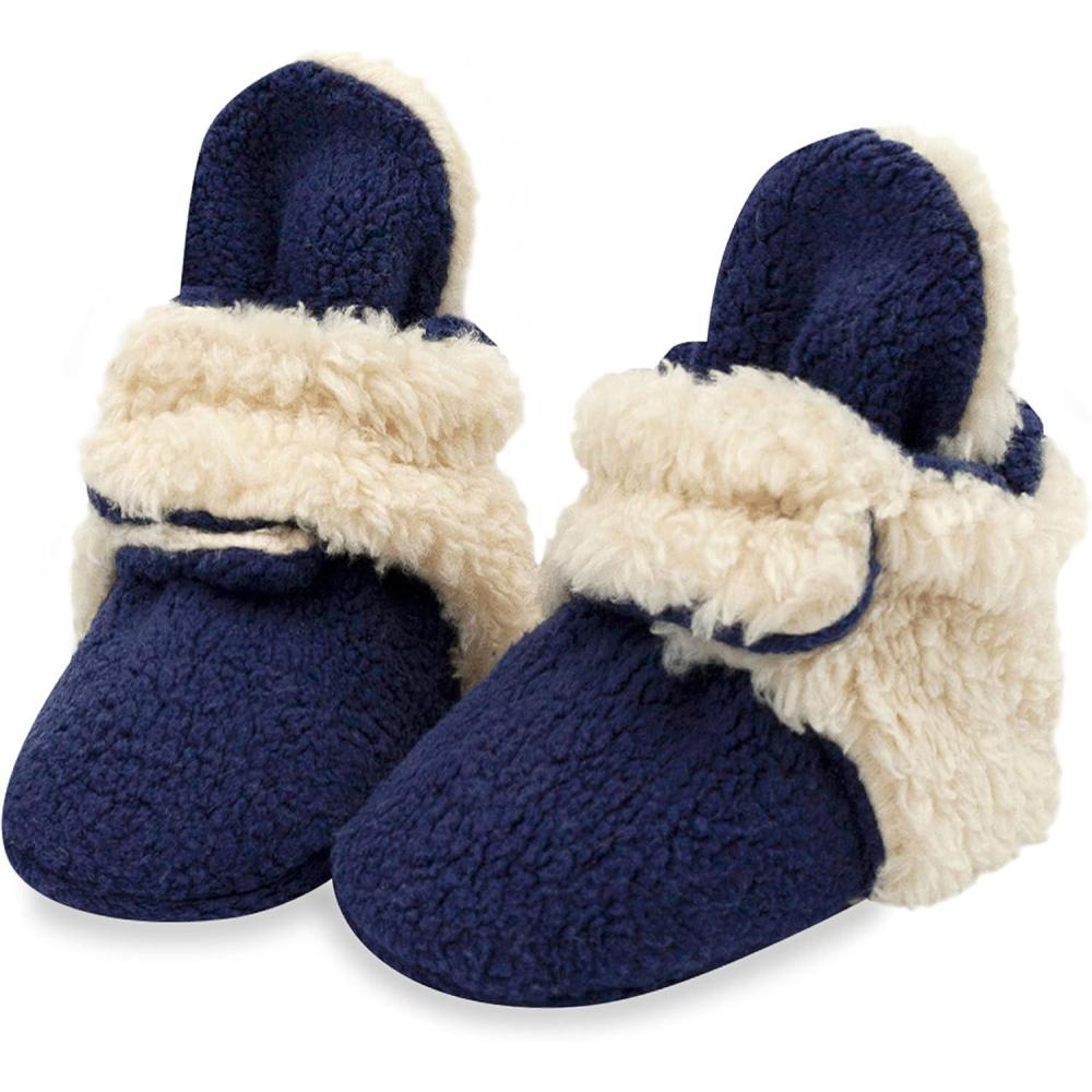 imageZutano Baby Boys Cozie Fleece Baby Booties With GrippersTrue Navy Furry
