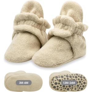 Zutano Baby Boys’ Cozie Fleece Baby Booties With Grippers(Khaki)