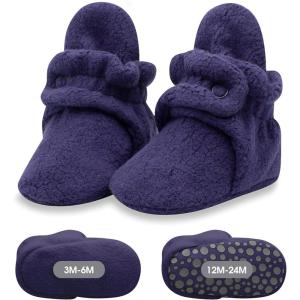 Zutano Baby Boys’ Cozie Fleece Baby Booties With Grippers(True Navy)