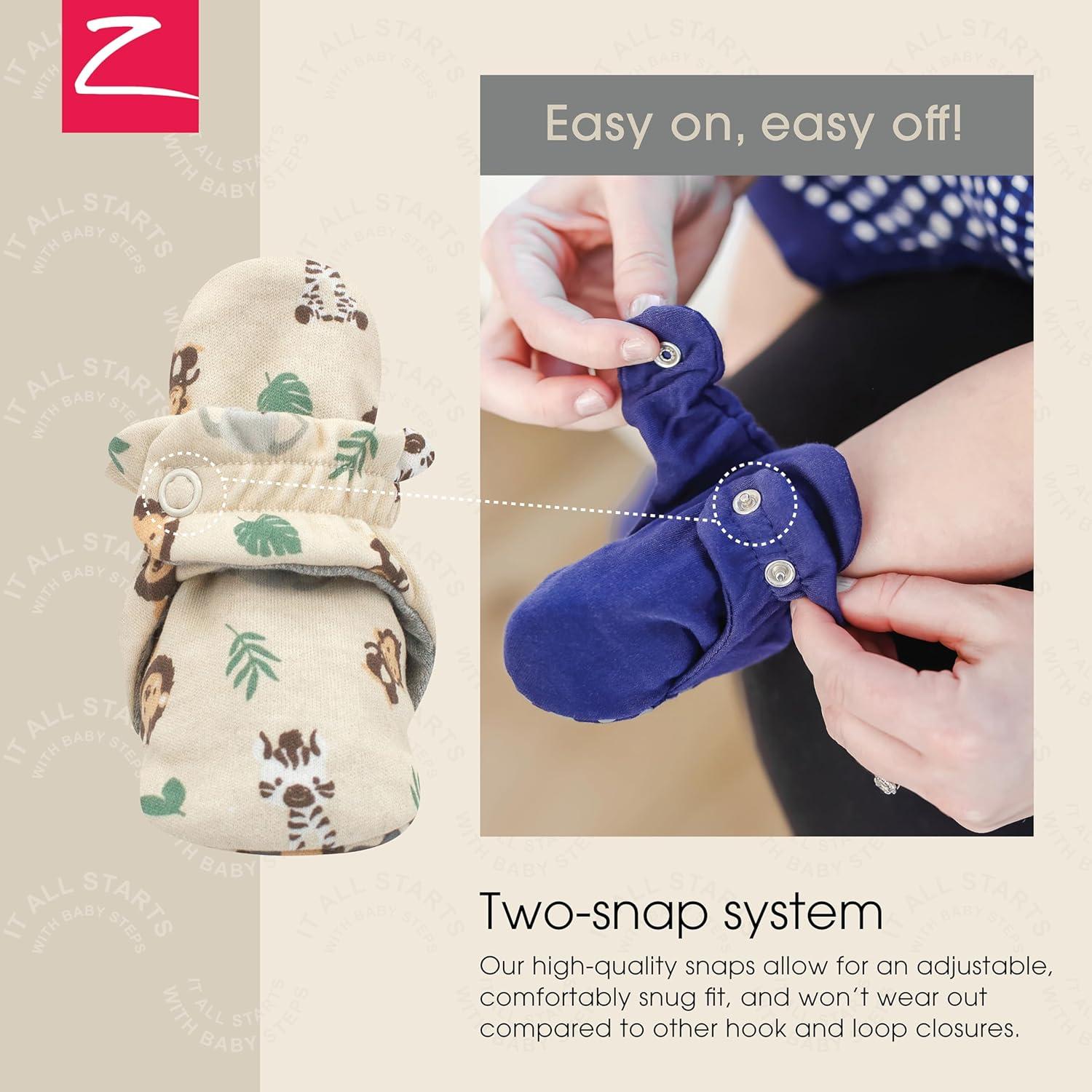 imageZutano Unisex Organic Cotton Baby Booties StayOn and NonSlip Newborn to ToddlerBaby Jungle Animals