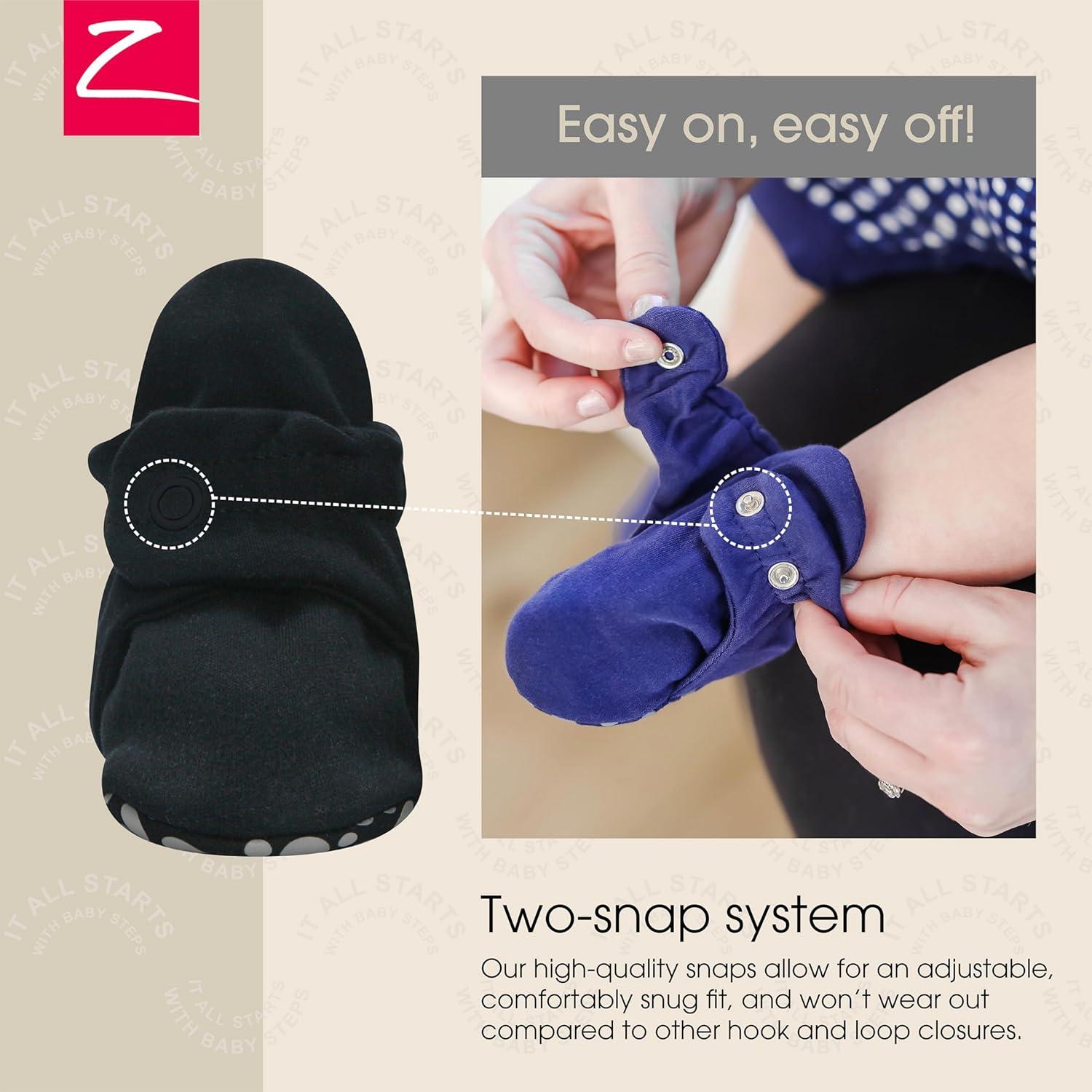imageZutano Unisex Organic Cotton Baby Booties StayOn and NonSlip Newborn to ToddlerBlack